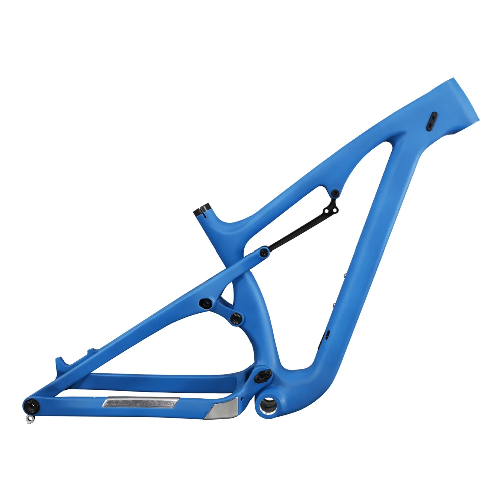 Icanbikes 26ER full suspension carbon fat bike frame  200x51 rear shock 120mm travel SN04 with blue paint