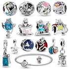 Новинка 925, чеширский бусины-кошка Алиса в стране чудес, шармы Elephan, подходят для оригинальных браслетов из стерлингового серебра 925 пробы, ювелирные изделия Pandora для женщин