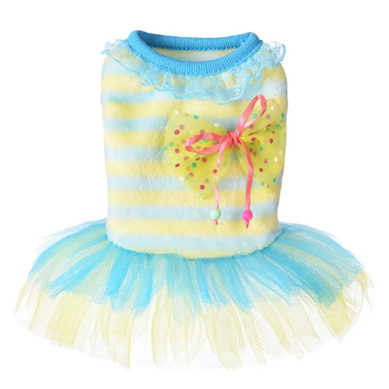 Летнее платье для домашних животных Полосатое принцессы чихуахуа платья собак
