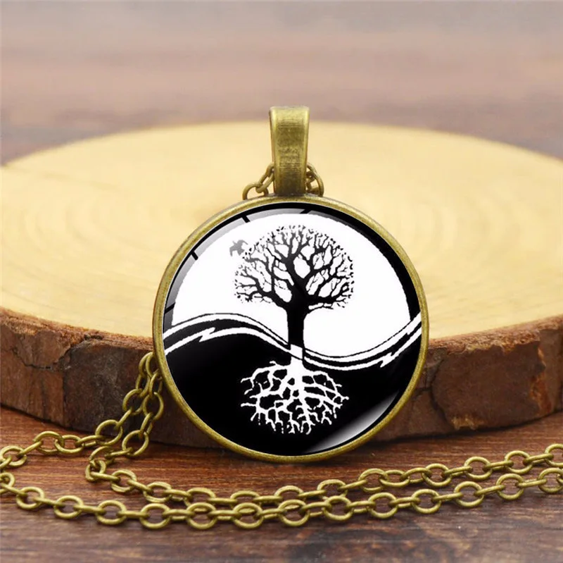 Новое винтажное ожерелье с куполом из сплава и стекла хит продаж черно белое