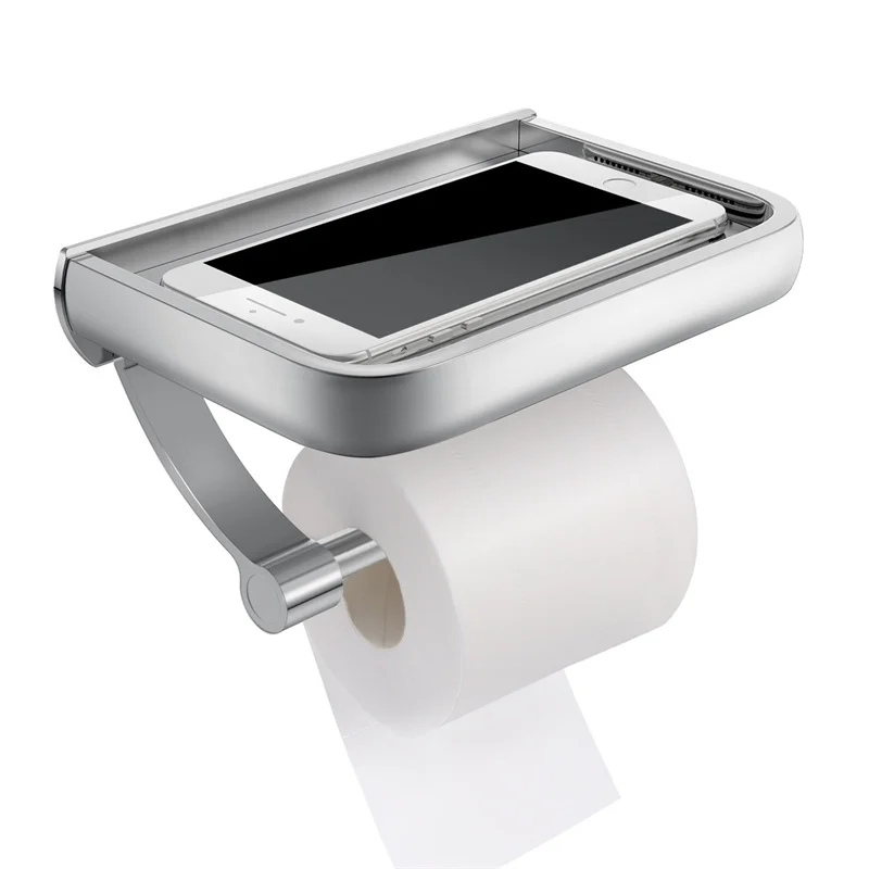 

Wall Mounted Toilet Paper Holder Aluminum alloy Tissue Holder Mobile Phone Bathroom Paper Roll Rack Wall Mount Bathroom Accesso