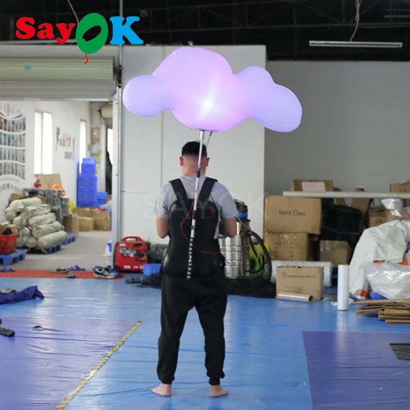 1.2m Inflatable Backpack Balloon Cloud Walking Advertising Ball with LED Lighting for Promotions | Дом и сад