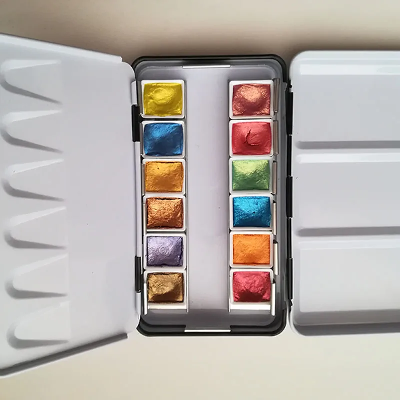 12 цветов 2 0 мл перламутровый акварельный пигмент 3-слойная складная железная