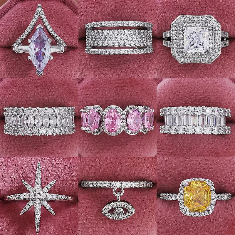 

2022 New Fashion Luxury 925 Sterling Silver Engagement Wedding Eternity Band Promise Rings For Women Party Gift Phantom Jewel Z1