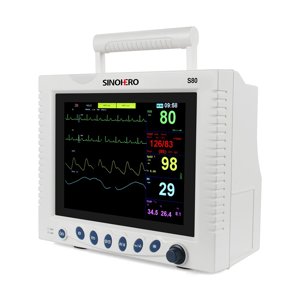 

SINOHERO S80 High Sensitive Etco2 Icu Vital Signs Monitor Ccu Vital Signs Monitor 10.4 Inch Standard Parameter