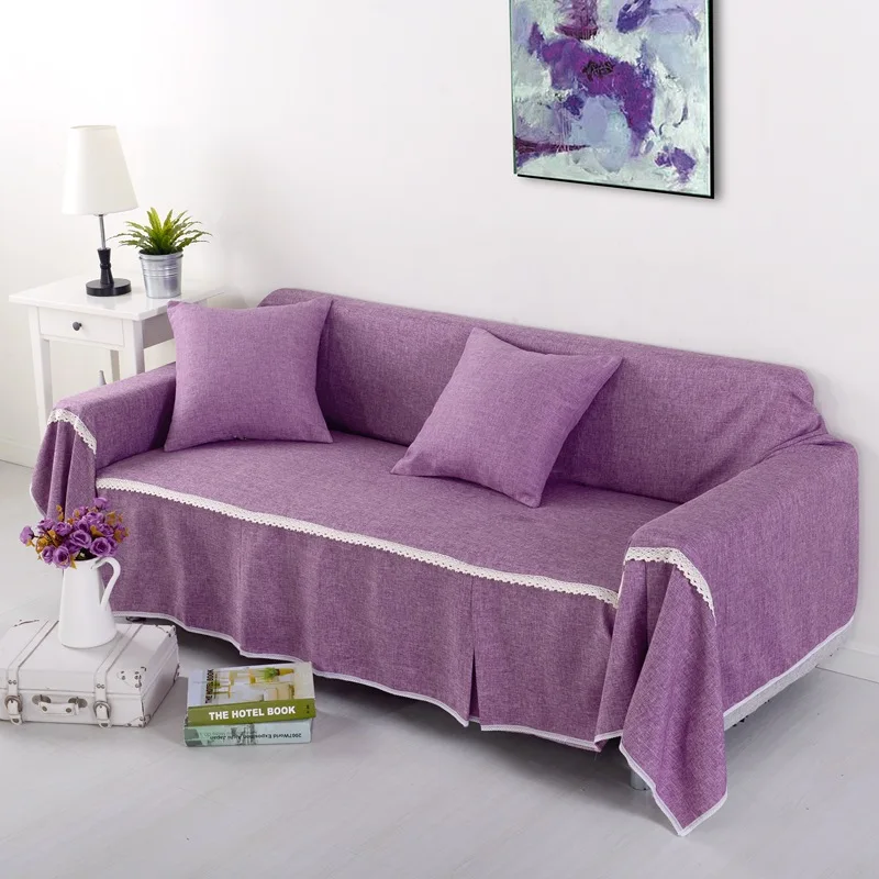 Purple 1 штука одноцветный чехол для дивана полотенца, накидка, подстилка для дивана наволочки для дивана одного-местный/двхместный/трёхместный /четырехместный четыре сезона доступны дома и свадебные украшения - Цвет: Purple