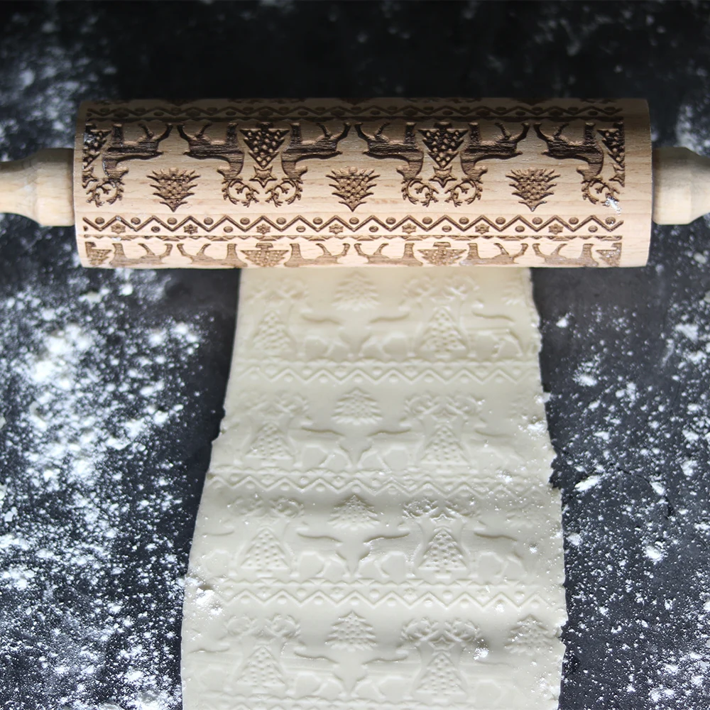 Новинка деревянная Скалка на Рождество елка олень Хэллоуин с принтом в виде