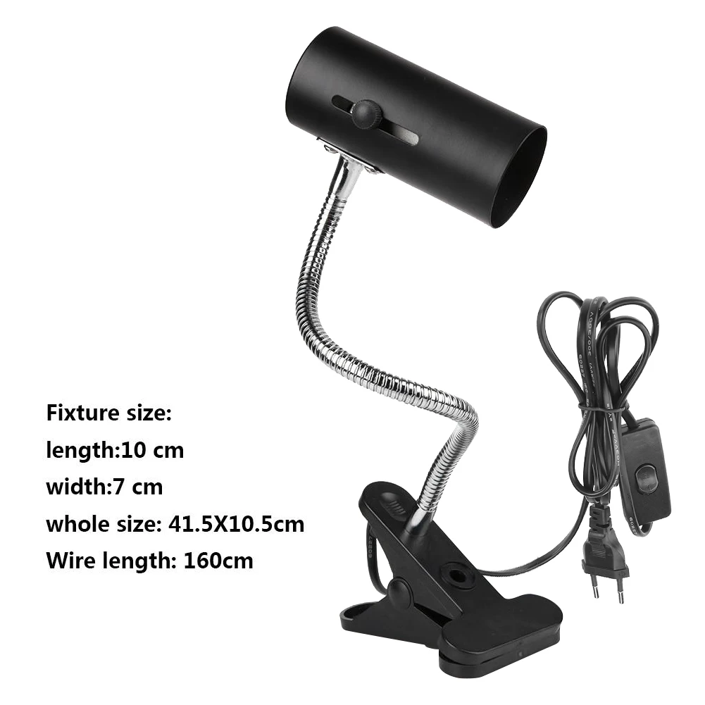 

Turtle Fish Tank Reptile Heating Light Holder 360 Degree Rotation E27 Lamp-socket Clip-on Bulb with Lamp Clip Cover