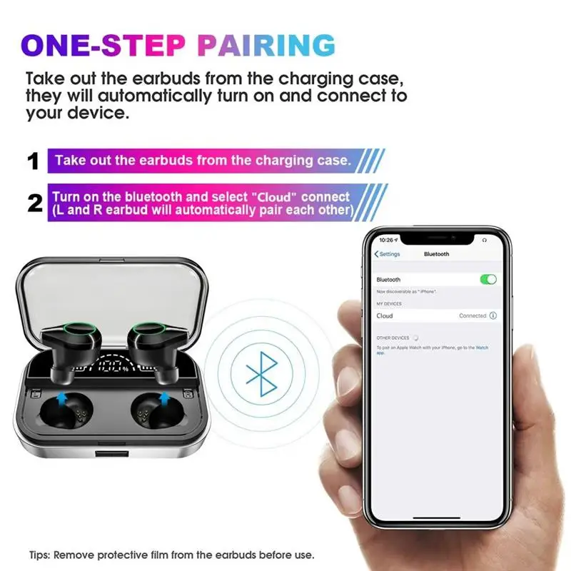 

T10 TWS Wireless Bluetooth Earphone Fingerprint Touch Control Headsets Bluetooth Headphones With 4000mAh Waterproof Earphones