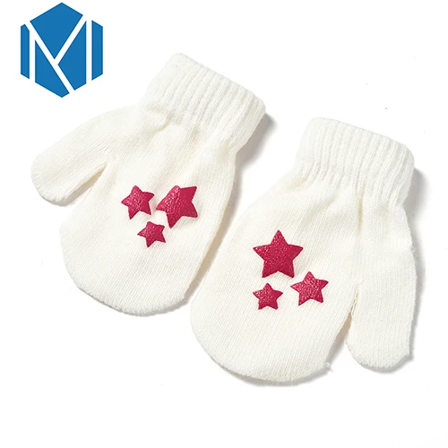 pink white Miya Mona/новые зимние варежки для детей, вязаные перчатки ручной работы для мальчиков и девочек, мягкие теплые варежки с узором в виде звезд и сердца - Цвет: pink white