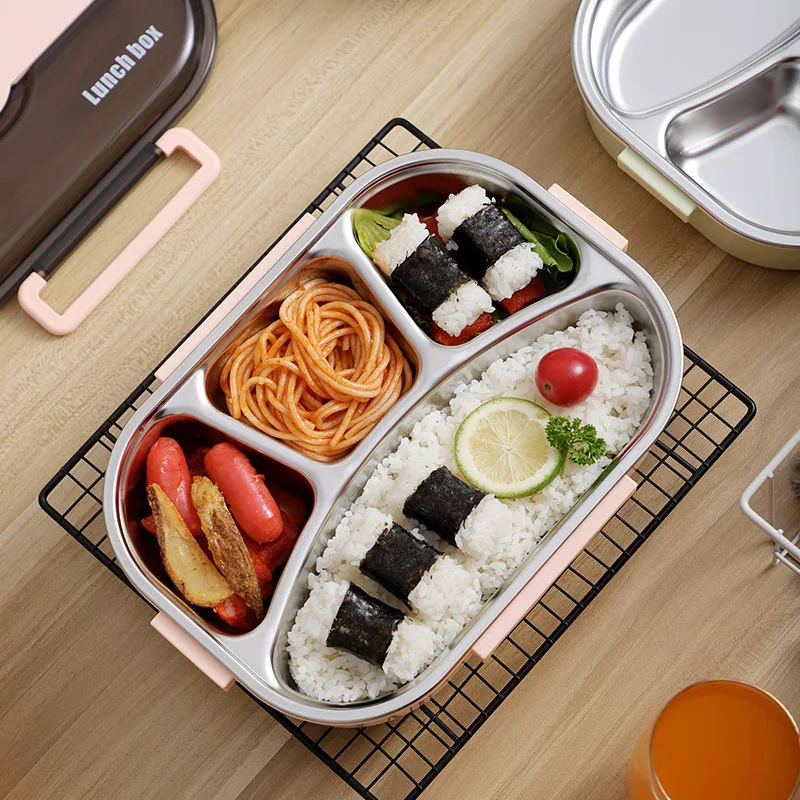 304 нержавеющая сталь изолированный Ланч-бокс Удобная Студенческая коробка для