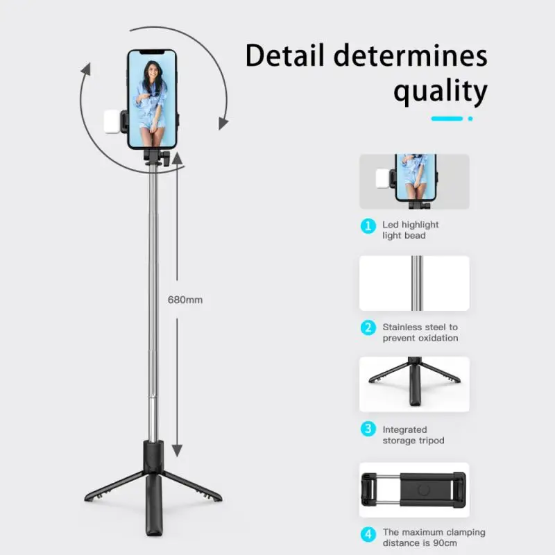 Mobile Phone Selfie Stick Bluetooth Integrated Extended Video Camera Bracket Telescopic Live Tripod Adjustable | Электроника