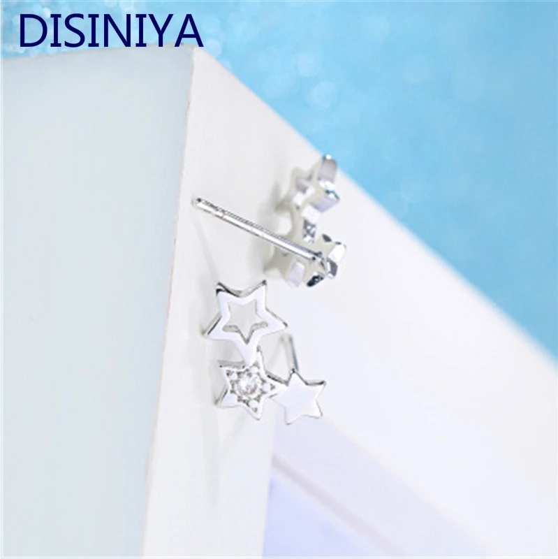 Бренд 925 Серебряные серьги-гвоздики для женщин для свадьбы женские пустотелые звездообразные бижутерия Кристалл Бринко Мужер