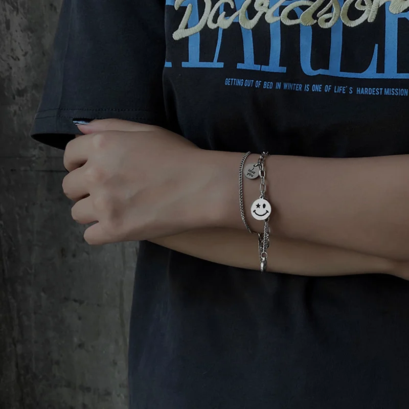 

Double Layers Smile Face Charms Bracelet Fashion Trend Hip Hop Women Men Jewelry 2022