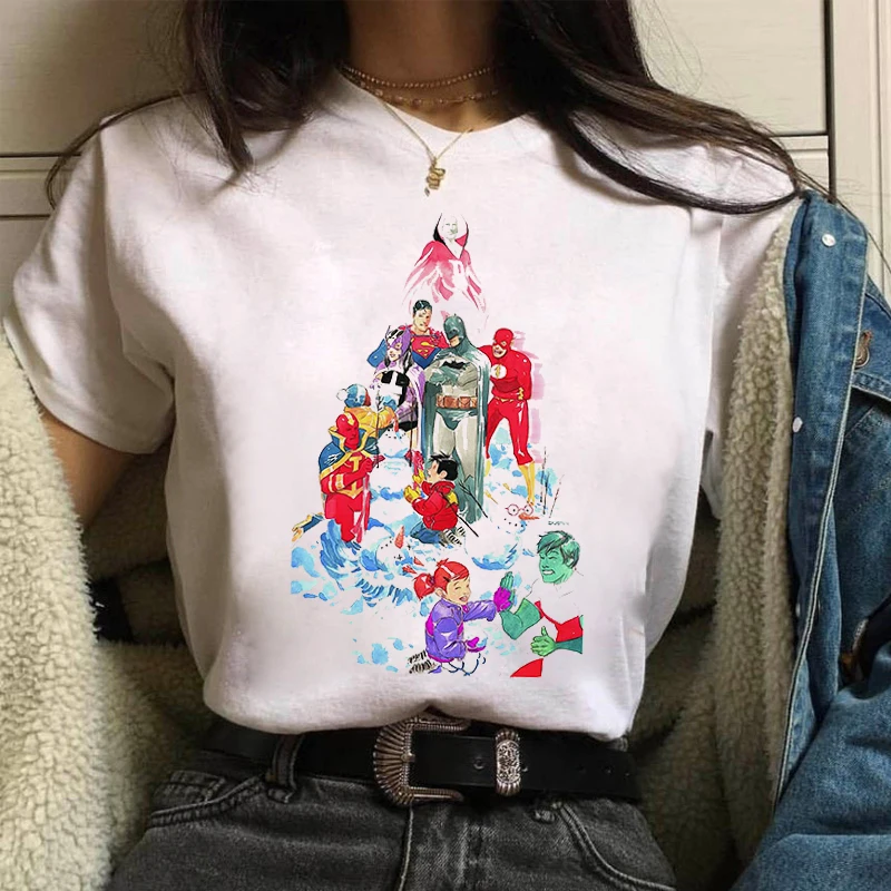 

Casual Fashion Short Sleeve Round Neck Ladies Clothes Merry Christmas Women T Shirt Santa Fashion Graphic Female Kawaii Tops