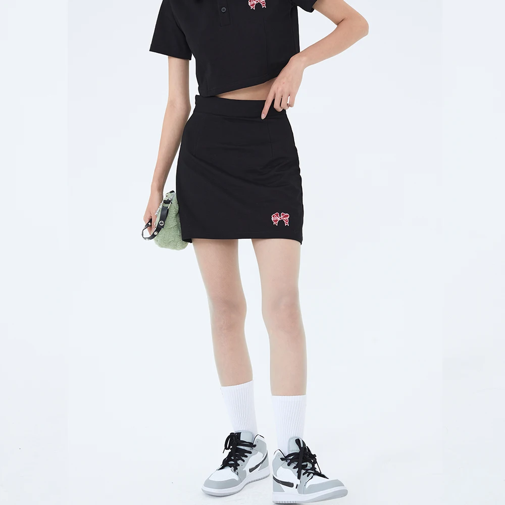 

Dark Icon Butterfly Bow Embroidery Skirt with Shorts Summer Skirts for Girl