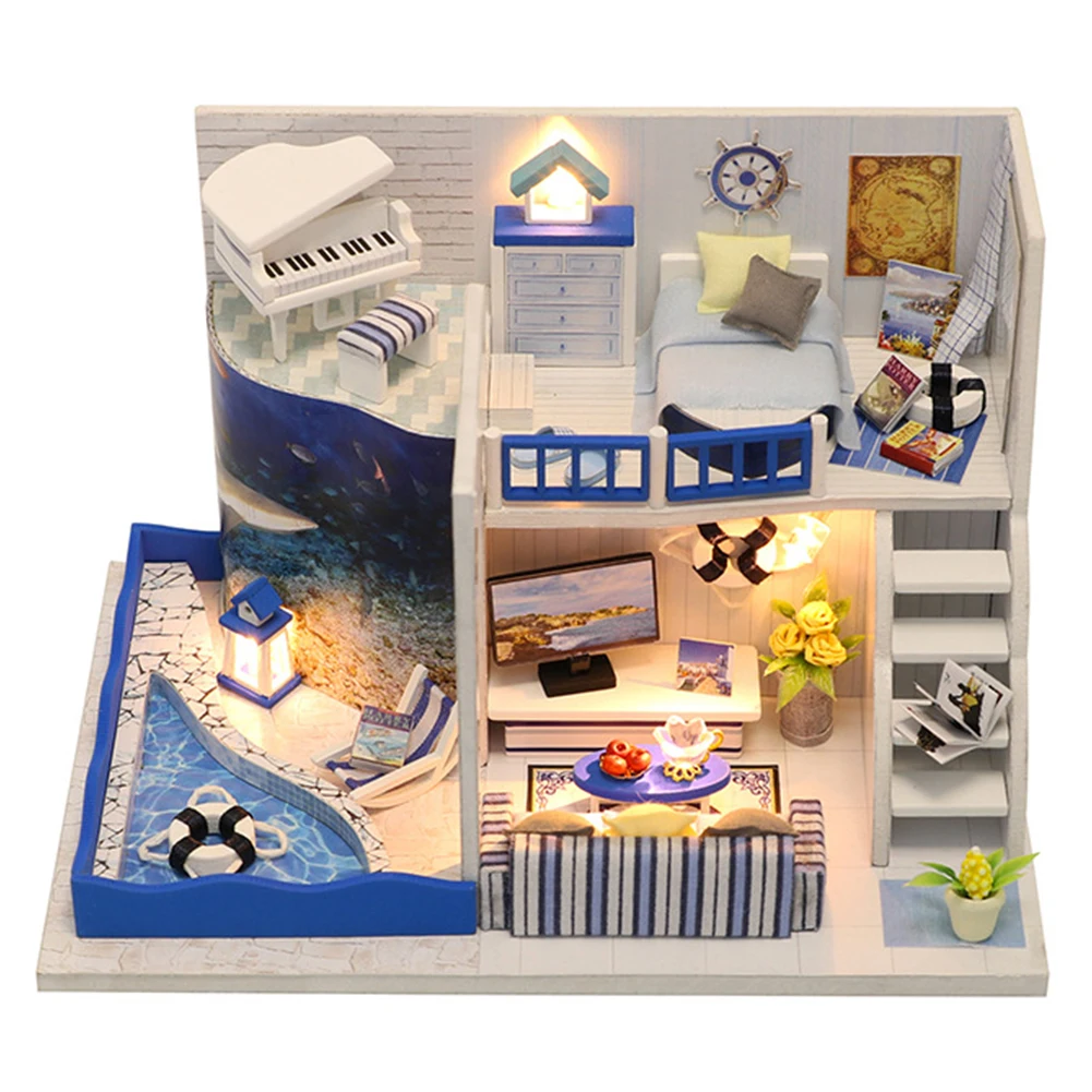 

DIY Doll House Wooden Doll Houses Mini Dollhouse Furniture with LED Toys for children Birthday Christmas Gift Educational Toys