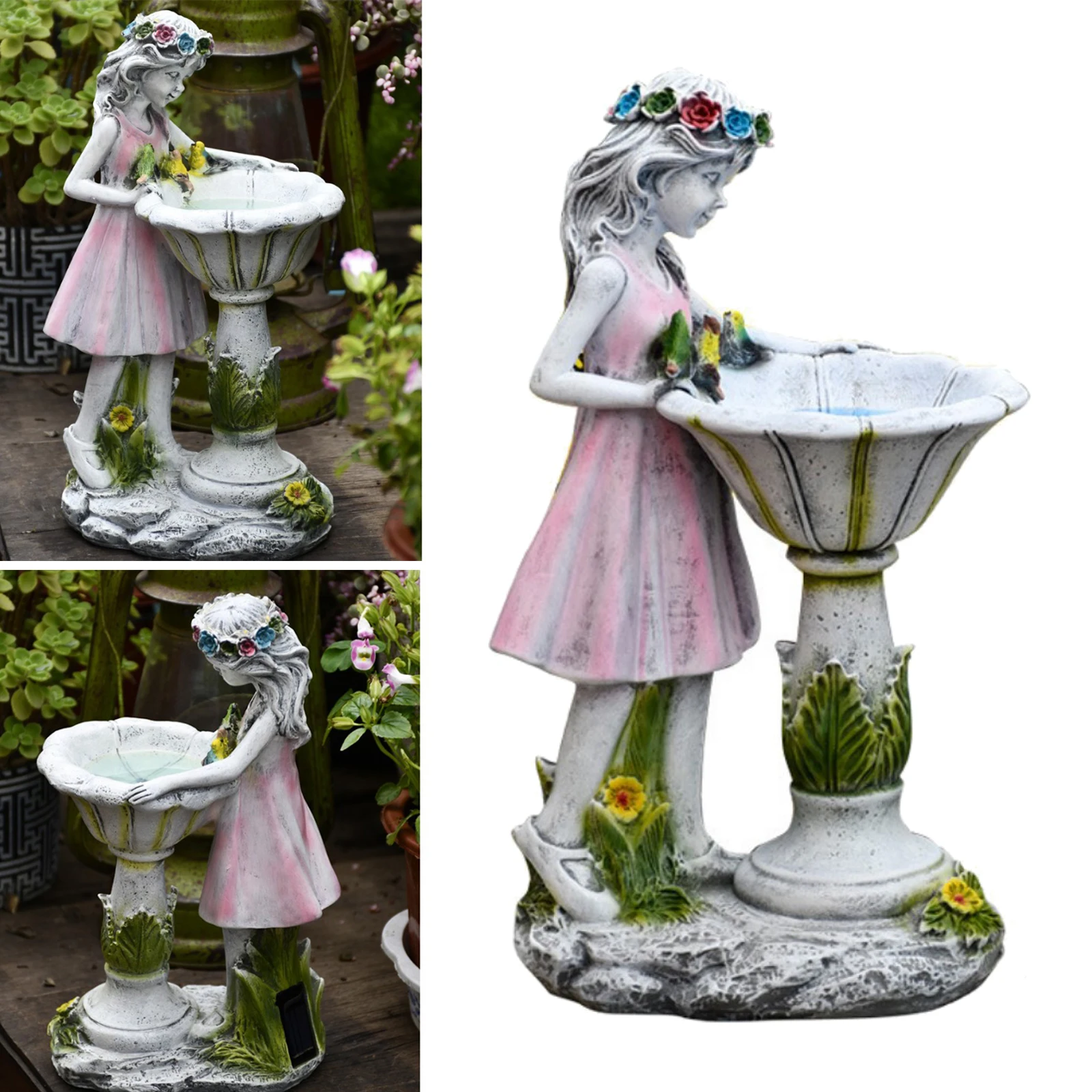 

Resin Girls Fairy Figure Sculpture Ornaments Outdoor Garden Statue Solar Figurines Decor LED Light for Yard Lawn Patio Decor
