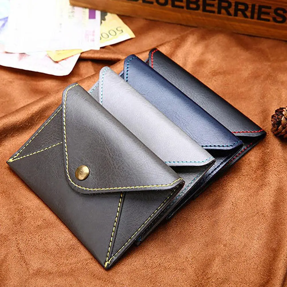 Лаконичный Матовый ультратонкий кожаный кошелек конверт с держателем для карт