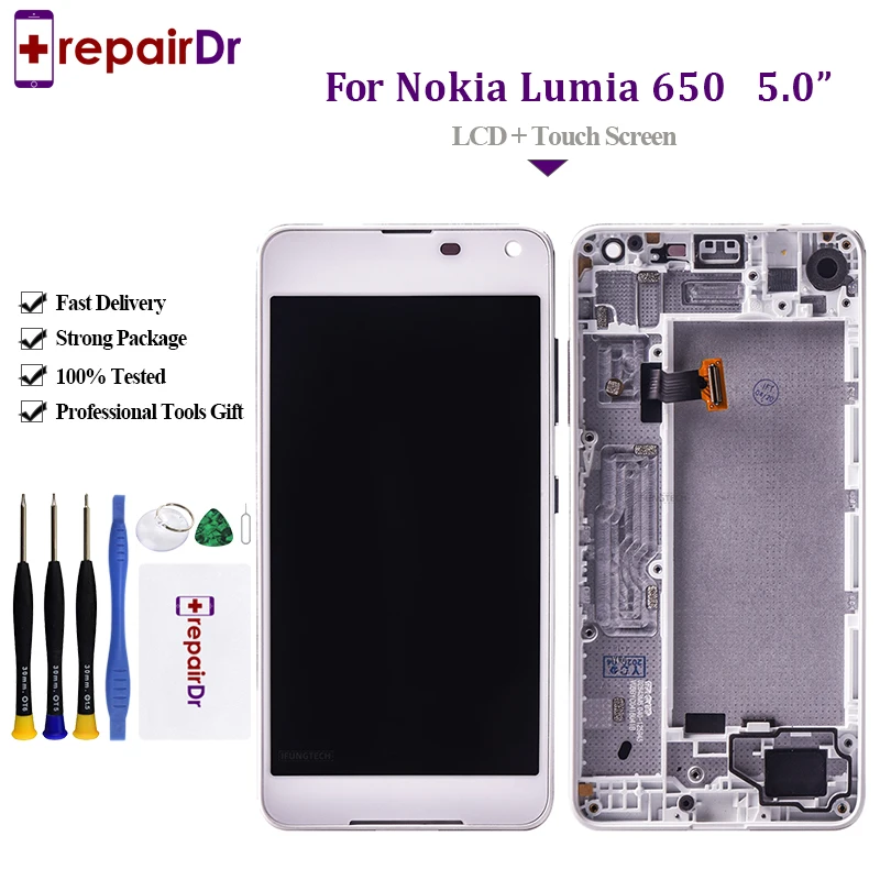 DHL 10 шт. для Nokia Microsoft Lumia 650 ЖК-дисплей сенсорный экран дигитайзер с рамкой полная