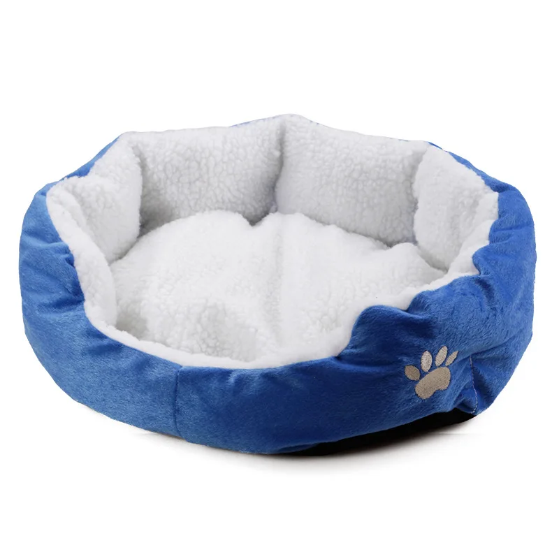Blue Расслабляющая собака кошка круглая кровать берберский флис теплый уютный прекрасный спальный хлопок кровать для маленьких средних домашних животных MD0017 - Цвет: Blue