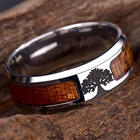 Кольцо из нержавеющей стали с деревянной инкрустацией Древо жизни для мужчин и женщин, масонское кольцо гордости, подарок для мужчин и женщин, эмо