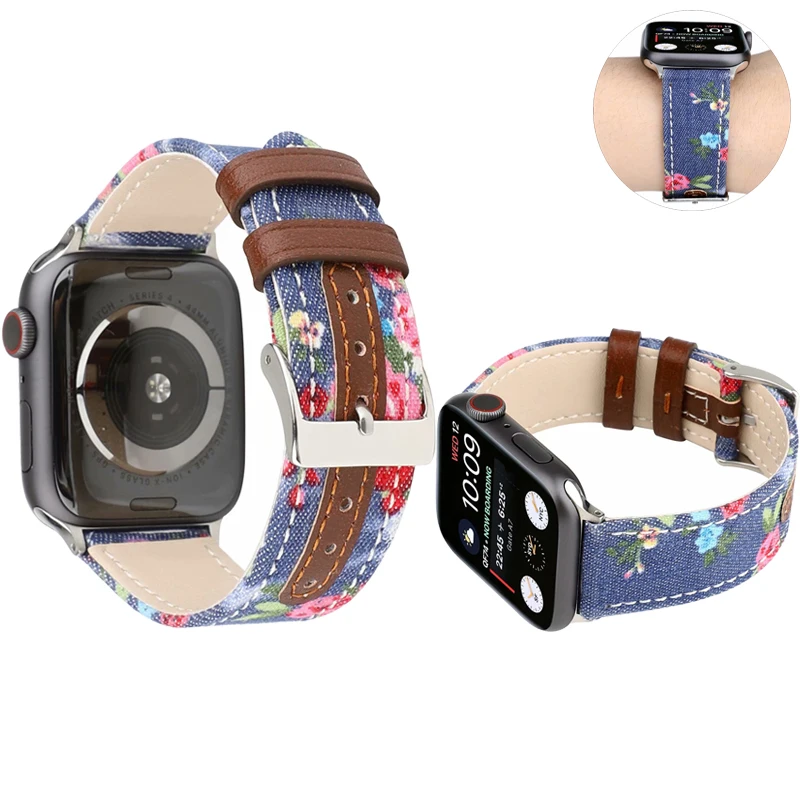 Спортивный ремешок для Apple Watch 3 2 1 42 мм 38 кожаный браслет iwatch 5 4 40 44 аксессуары