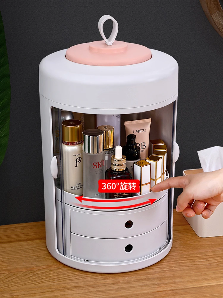 Горячая вращающаяся косметическая коробка для хранения губной помады двойная