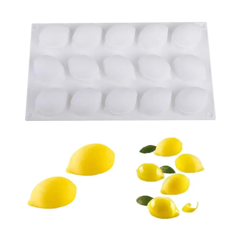 

1pc Lemon Shape Silicone Molds15-Cavity Mini Mousse Cake Mold Half A Lemon Chocolate Candy Mold Cake Decorating Bakeware