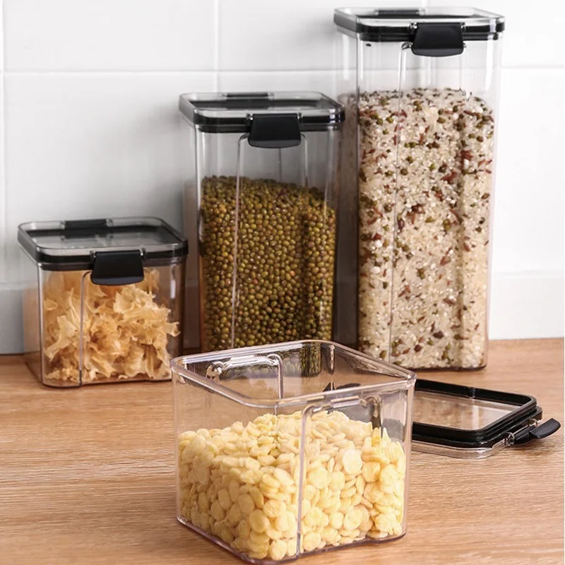 

Cereal storage tank keep fresh Transparent Sealed Cans Storage tank with cover durable Food Storage Box waterproof Storage Tank