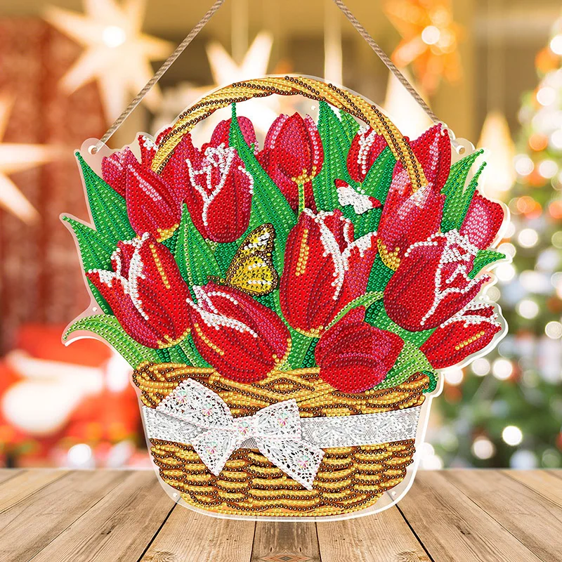 

ZOOYA DIY Flower Wreath With LED Light Special Shaped Diamond Acrylic Wreath for Wall Window Door Home Decoration Gift
