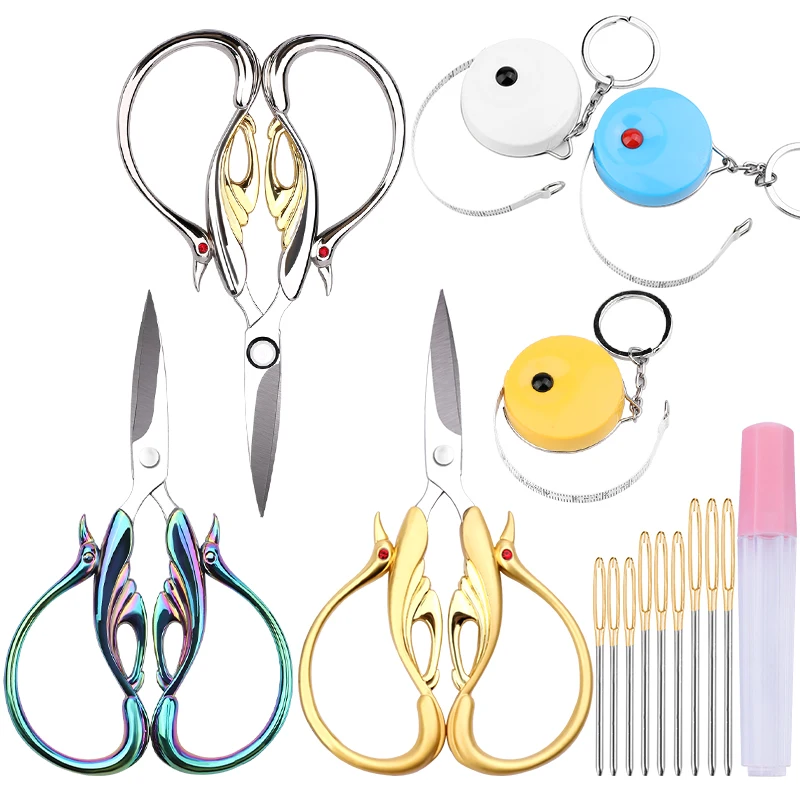 

LMDZ Sewing Embroidery Scissors Set With Big Eye Needles Tape Measure Tailor Sewing Tools Kit For DIY Leather Sewing Work