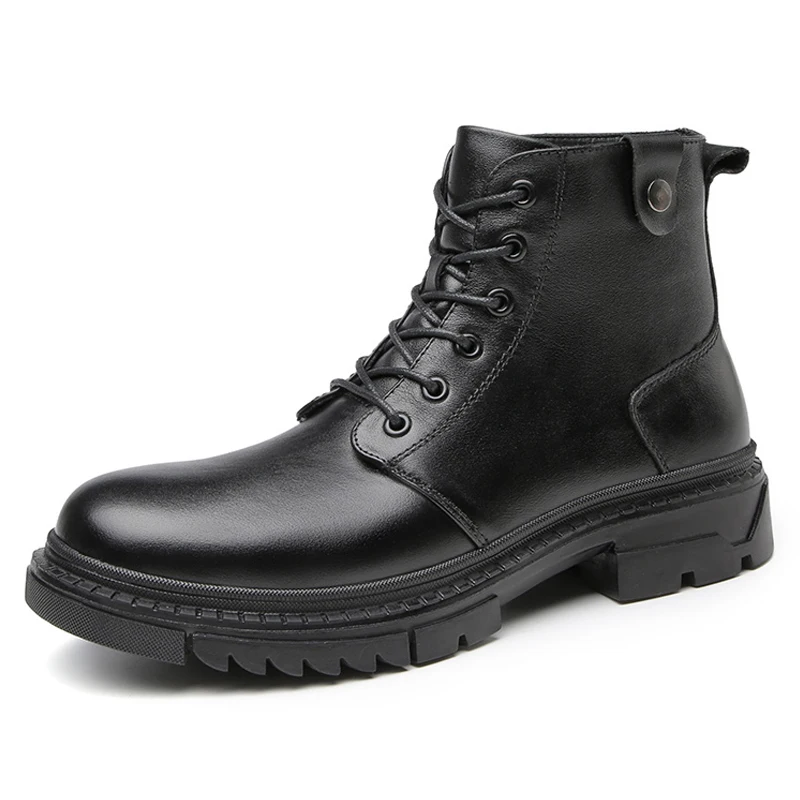 

Natural Cow Leather Men Boots Warm Men snow boots Plus size 39-48 Ankle Boots for Men Winter boots Handmade Retro men shoes