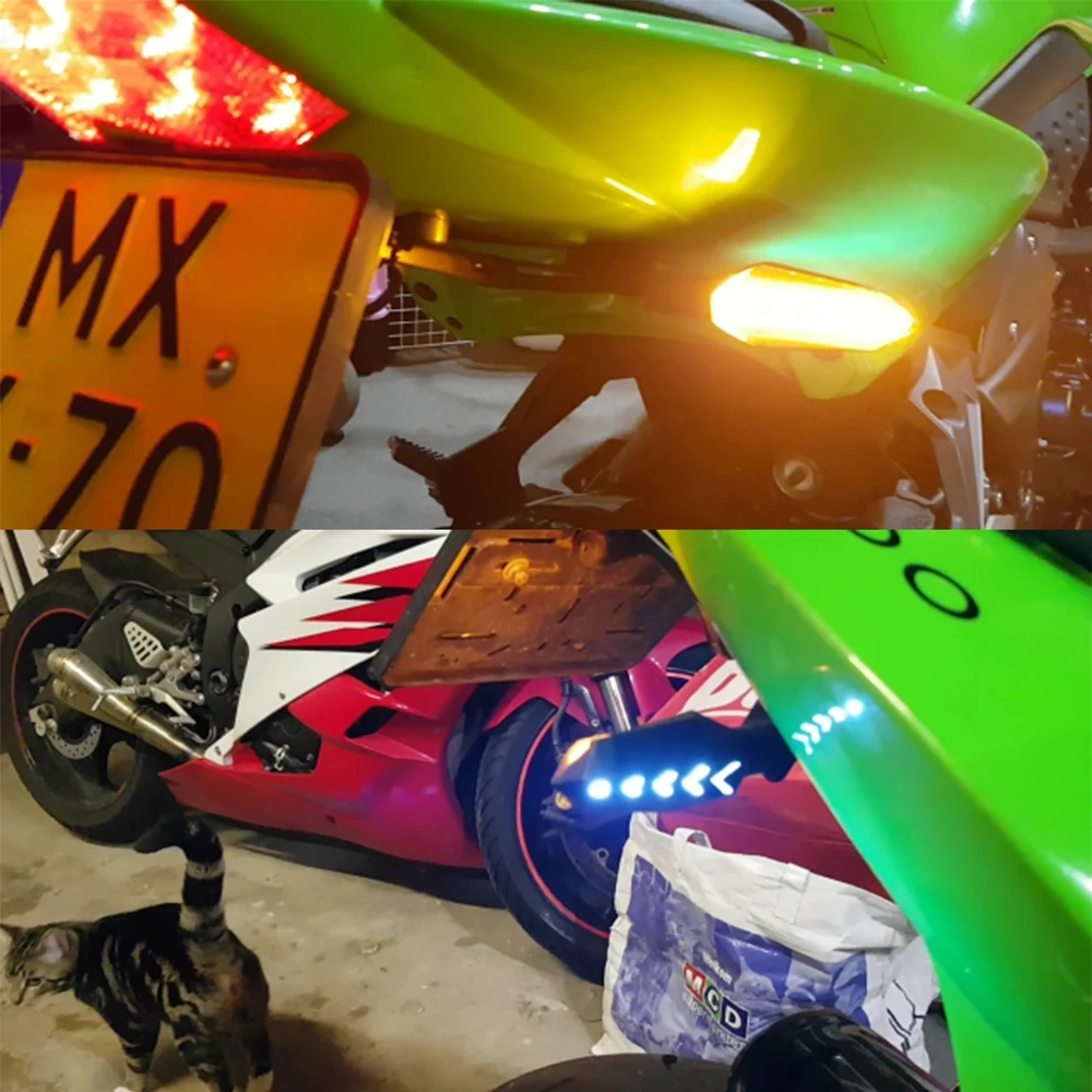 Черный Задний светодиодный светильник для мотоцикла желтый + синий с