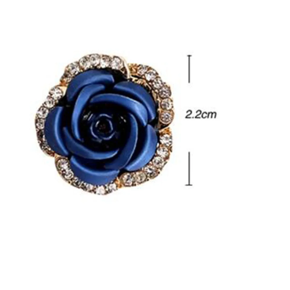 Модные элегантные металлические серьги гвоздики стразы в форме цветка розы с