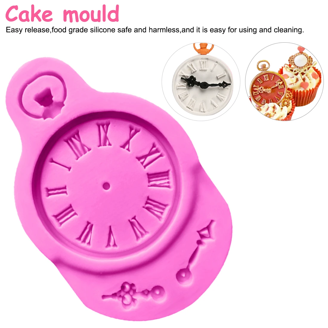 

Clock Shape DIY Sugar craft Cake Vintage Relief Border Silicone Mold Fondant Mold Cake decorating Tools Gum paste Mould bakeware