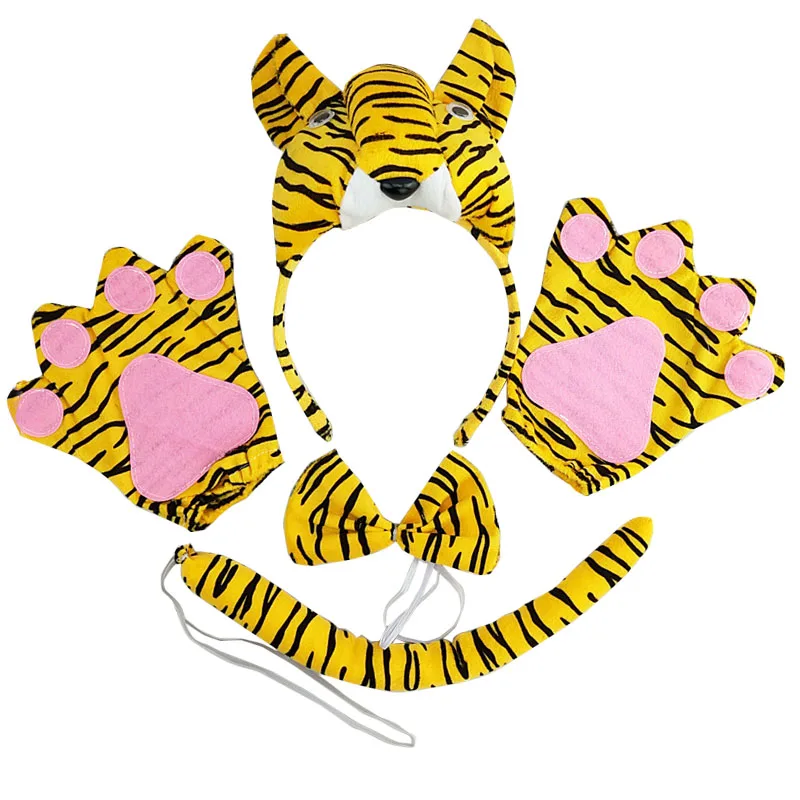 

4Pcs Children Rabbit Ears Hairband Boys Cow Tiger Pig Panda Animals Cosplay Props Kids Teens Halloween Party Gifts Accessories