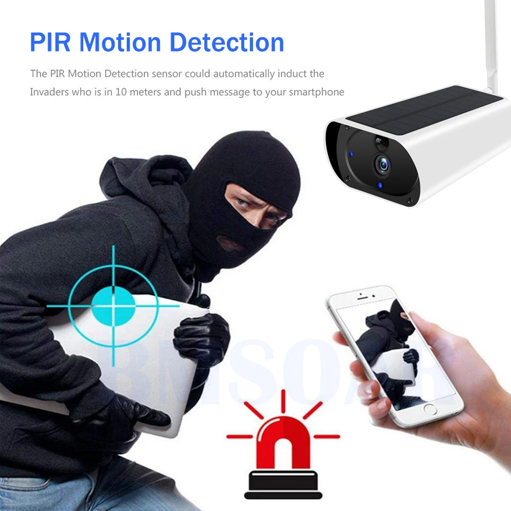 1080P Solar 3G 4G Camera WIFI SIM Card Outdoor Wireless Rechargeable Battery 2MP HD Audio Security Surveillance | Безопасность и