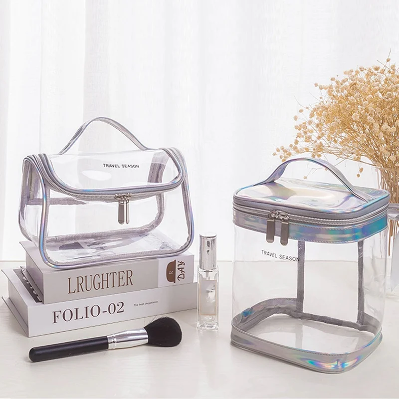 Серебристая Водонепроницаемая косметичка из ПВХ чехол для косметики Женская