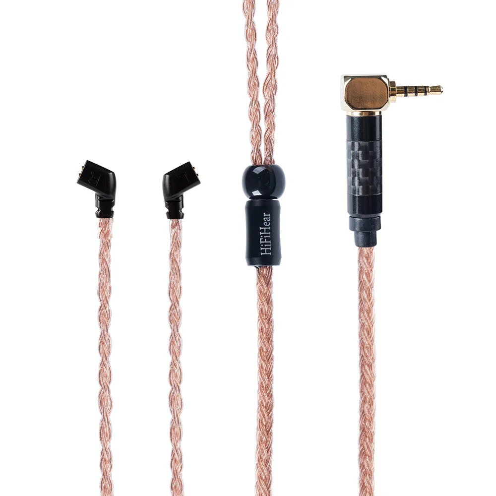 2.5QDC HiFiHear 16 Core коричневый позолоченный Модернизированный кабель 2,5/3,5/4,4 мм балансный кабель с MMCX/2pin разъем для KZ AS10 ZS10 ZST CCA C10 - Цвет: 2.5QDC
