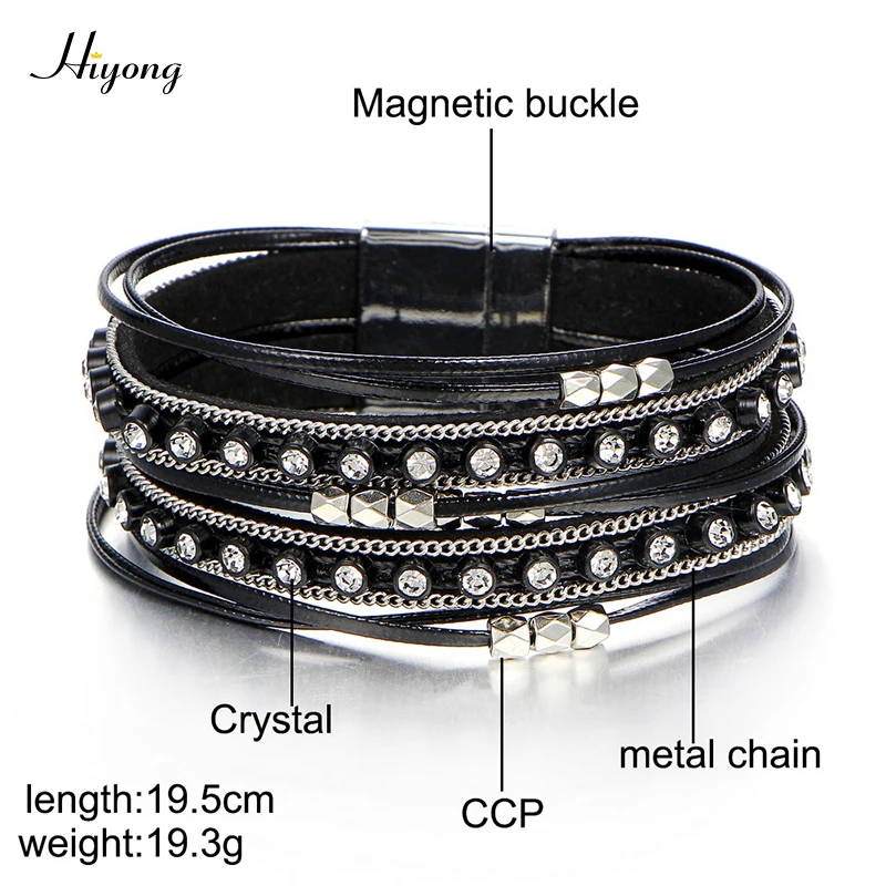 Женские кожаные браслеты в богемном стиле многослойный браслет с белыми