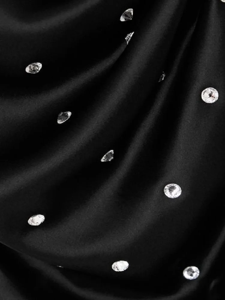

Summer knitted irregular diamond-studded women's suspenders sexy pleated dress 2021New tight-fitting fashion party tutu skirt XL