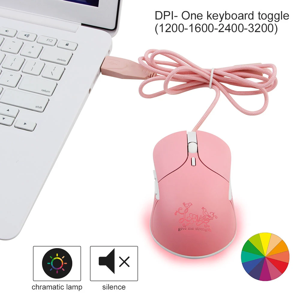 Проводной Тихая мышь игровая Мышь RGB светодиодный оптическая 3200 Точек на дюйм 6D USB