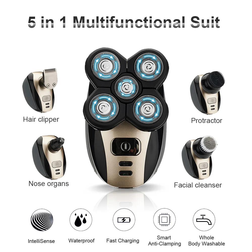 5 в 1 аккумуляторная бритва с пятью плавающими головками | Бытовая техника