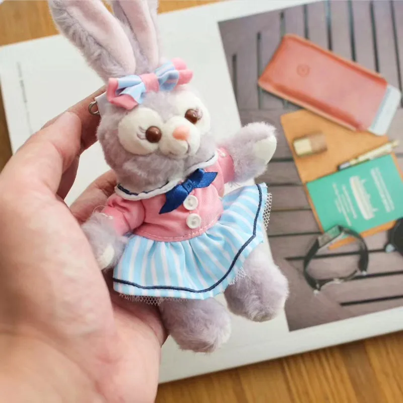 Фиолетовый Duffy медведь друг и шеллимей желатони кошка Стелла Лу с пальто ткань костюм плюшевая игрушка брелок кольцо 8 см - Цвет: Фиолетовый