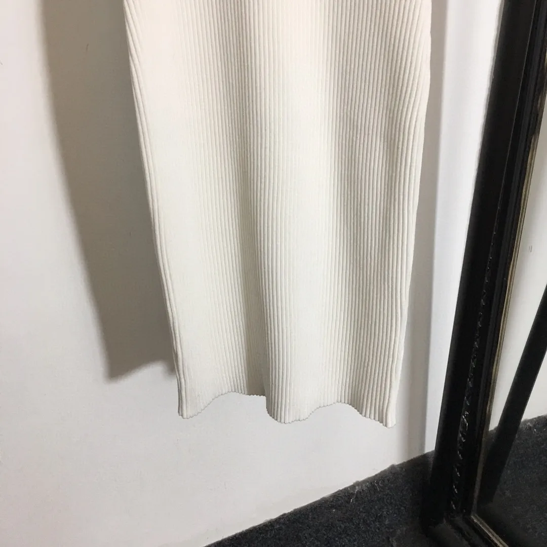 

High Quality Luxury Summer Sexy Women U Neck Sleeveless Knit High Steet Slim Elegant Dresses Black and White