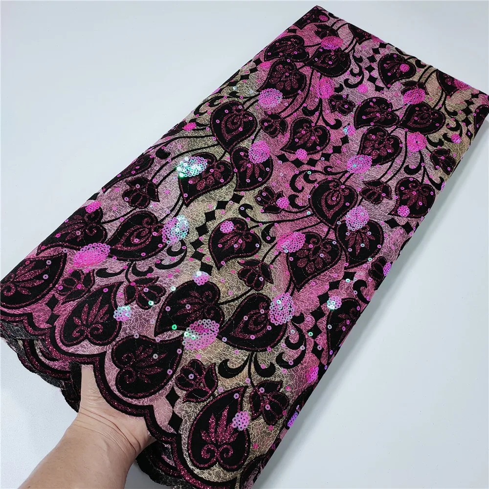 Новейшая африканская бархатная кружевная ткань с блестками 2021