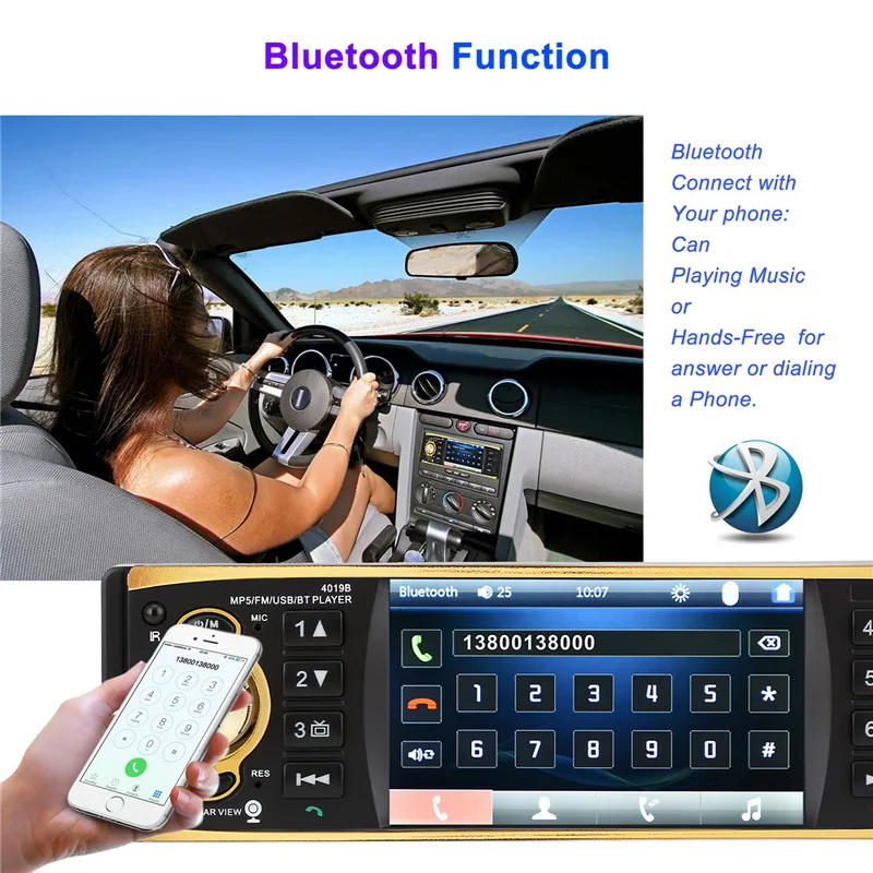 4 1 дюймовый HD Зеркало Ссылка Din автомобильный Радио Bluetooth MP3 плеер Авто USB AUX FM