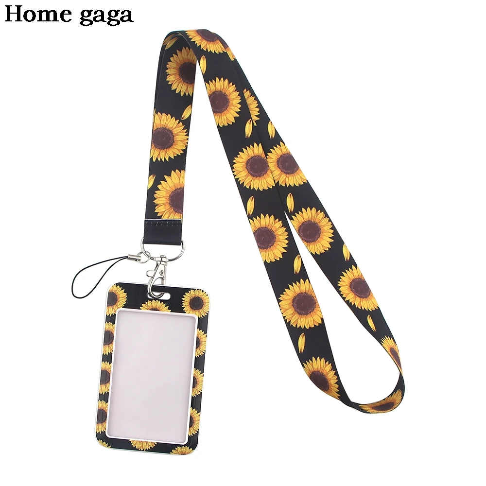 

DB323 Homegaga Sunflower Art Keychain Ribbon Lanyards for Keys ID Card Phone Straps Hanging Rope Lariat Students Badge Holder