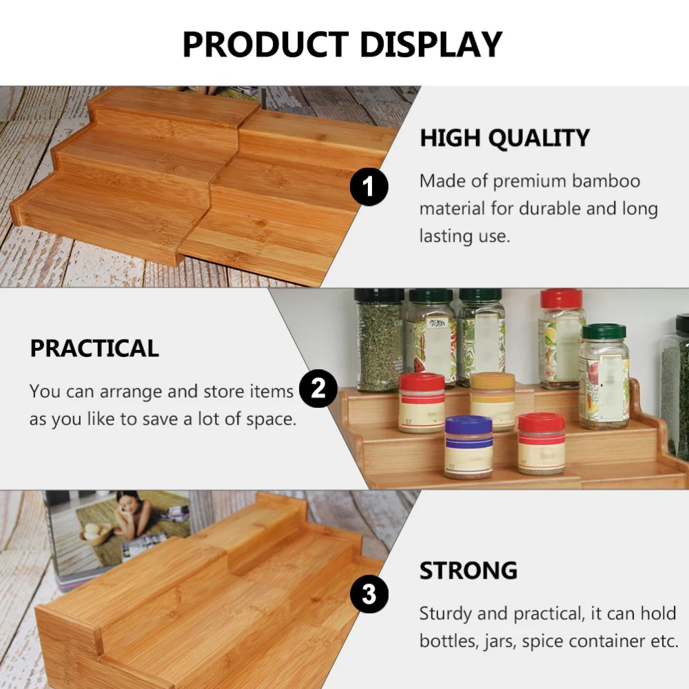 

Practical Storage Rack Bamboo Commodity Shelf Sundries Shelf Kitchen Accessory